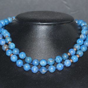 14k Gold Spacer Beads Lapis Lazuli Continuous Strand Necklace 112 Graams